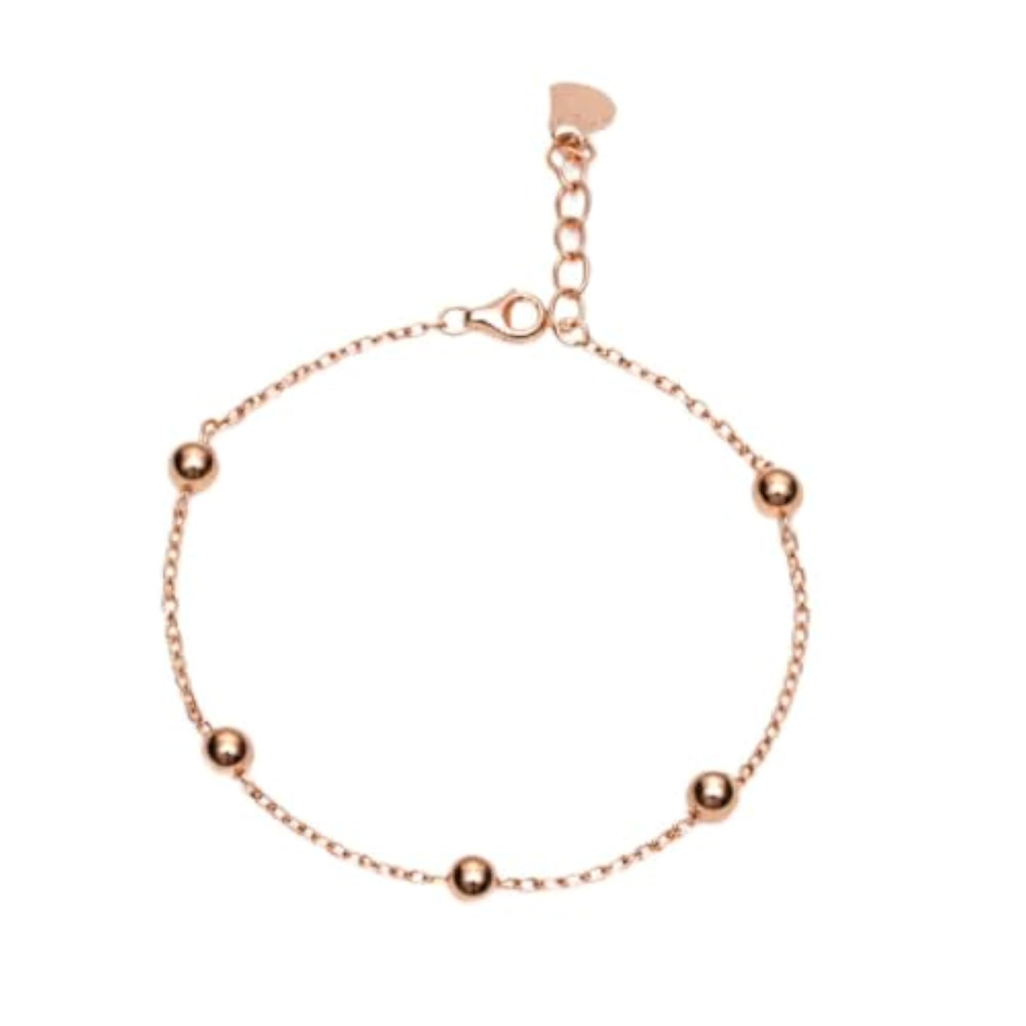 Women's 925 Sterling Silver Rose Plated Ball Bracelet