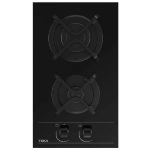 TEKA Placa de Gas Cristal Gas 30 cm, 2 Quemadores, Mandos Frontales Ergonómicos, Seguridad Termopar, Sistema Fast Click, Modelo GBC 32000 KLN
