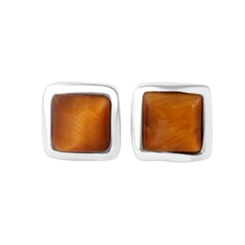 Œil de tigre rare boucles d'oreilles en argent sterling 925 de forme coussin