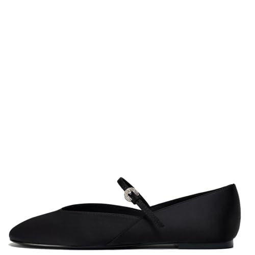 MRKEWUNEY Elegant Ballet Flats for Women Buckle Strap Mary Jane Round Toe Ballet Flats