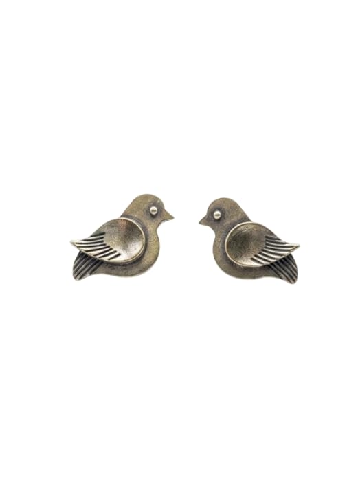 Cute Little Bird Stud Earrings for Women & Girls | Lightweight Brass Bird Shape Ear Studs | Antique Finish Minimal Fashion Jewellery | Daily Wear Accessory-image-10