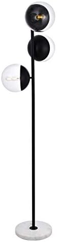 Eclipse 3-Light Floor Lamp in Black & Clear