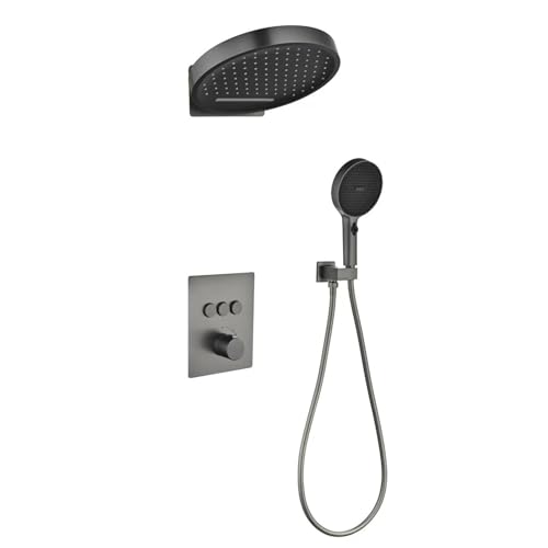 Colonne de douche thermostatique contre les variations d'eau, set gris - 2