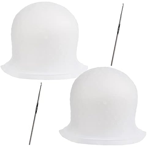 Highlight Cap, 2 pcs Silicone Highlighting Cap with Hook, Professional Reusable Salon Hairdressing Dyeing Staining Tools Set for Women Men RJMBMUP Cover