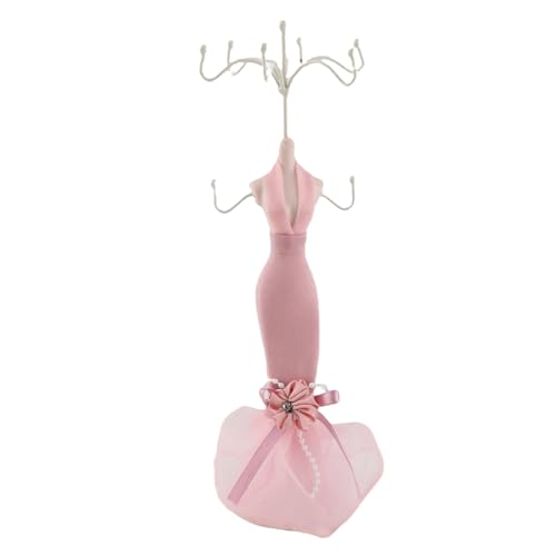 Jenngaoo Porte-Bijoux Mannequin Rose, Support à Colliers et Boucles d'Oreilles, Présentoir de Bijoux en Forme de Robe pour Bagues et Bracelets, Décoratif pour Chambre...