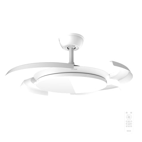 Cecotec Ventilador de Techo con Luz con Aspas Retráctiles EnergySilence Aero 4500 Puzzle Invisible White. 30W, Motor DC, Diámetro 42", Luz LED, Mando a Distancia, Temporizador, Función Verano/Invierno