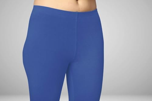 Image of Women's Cotton Skinny Leggings with Ankle Length Solid Pattern Mid Rise and Elastic Closure | Cotton Skinny Leggings for Womens
