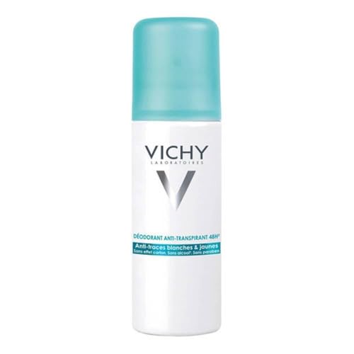 Vichy, Déodorant Aérosol, Efficacité Longue Durée 48 H, Anti-Taches Jaunes et Blanches, Adapté aux Peaux Sensibles, Pour Transpiration Intense, 125 ml