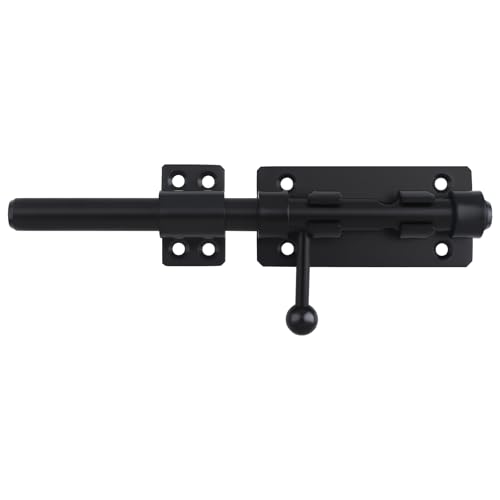 Image of Barrel Bolt Latch, 7.9 inch Heavy Duty Gate Latch Slide Lock Solid 304 Stainless Steel Bolt Lock for Inside Door, Finished Shed Door Latch (Black)
