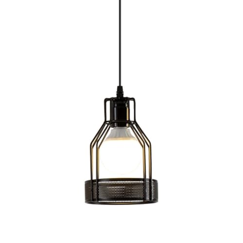 Lámpara industrial retro de un cabezal con lámpara de jaula negra colgante 2