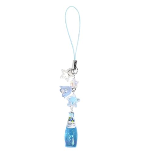 JSGHGDF Crystal Bead Water Bottle Charm Pendant Keychain Star Flower Beaded Phone Lanyard Lightweight Backpack Pendant Keyring