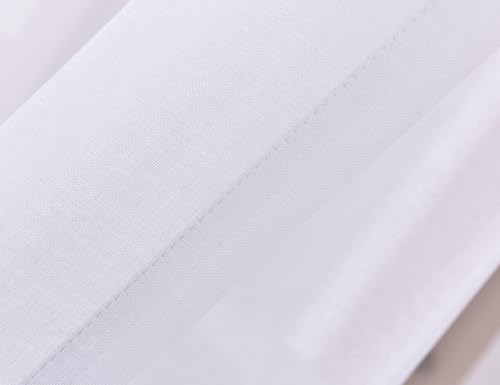 Image of Window Curtains White Sheer Curtains 90 Inches Long 2 Panels Tulle Curtains Window Panels for Bedroom Curtains 2 Panel Sets Rod Pocket Sheer White Curtains for Living Room Kitchen Yard 52 W x 90 L