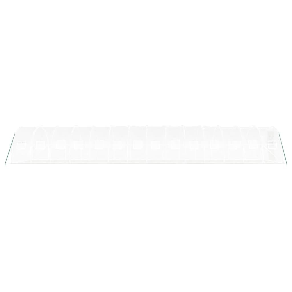 Invernadero con estructura de acero blanco, 42 m², 14 x 3 x 2 m, túnel de polietileno con puerta con cremallera y 4 ventanas de malla, para cultivo, siembra e invernada