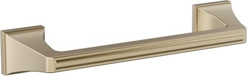 Image of Amerock Mulholland 9 inch Golden Champagne Towel Bar | Decorative bathroom hardware in durable Zinc /Stainless Steel construction; mounting hardware included for easy installation