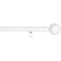 Cortinas Baratas Ikea MERCURY TEXTIL-Barra Sencilla Forja Universal Extensible,Barra de Cortinas Decorativa Extensible (Blanco, 70-120cm Bola)
