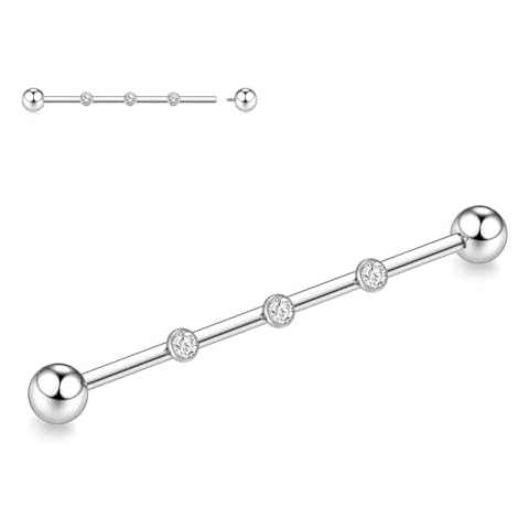14G Titanium Industrial Piercing Bar with CZ Cover