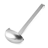 Amco Stainless Steel Straining Ladle - 6.5-ounce Capacity for Scooping, Straining, Pouring - Durable Kitchen Utensil for Soups, Sauces - Dishwasher Safe Cooking Essential