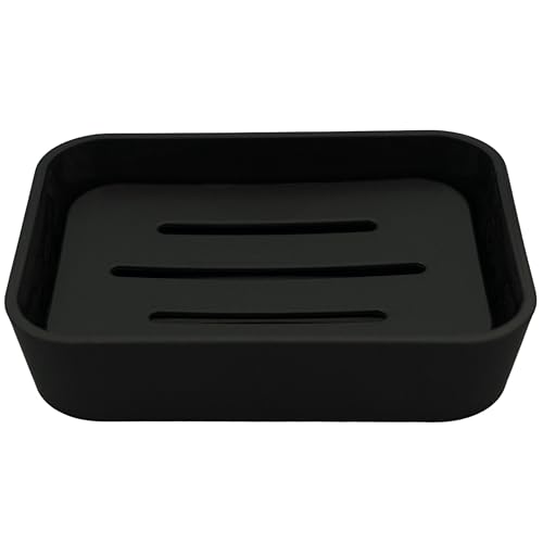 PARSA Beauty Seifenschale schwarz – rutschfeste Seifenablage mit Rubber Finish – stilvolles & Zeitloses Design für Bad, Dusche & Küche – sichere Ablage für Feste Seife in jedem Zuhause