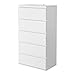 Commode 5 Tiroirs Armoire de Rangement en Bois Blanc pour Chambre Salon 55x33x100cm