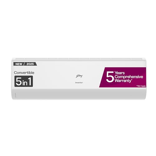 Godrej 1 Ton 5 Star, 5 Years Comprehensive Warranty, AI Powered, 5-in-1 Convertible Cooling, Self...