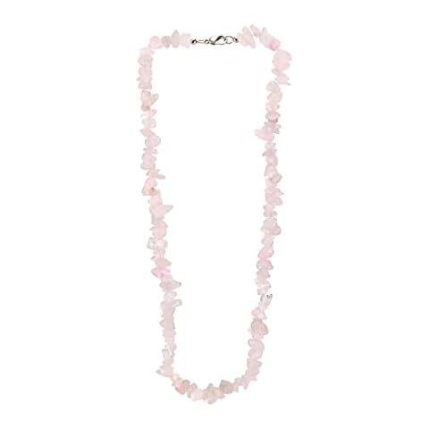 Budawi® Rosenquarz Kette Halskette Splitterkette 45 cm Karabiner Verschluss Cover