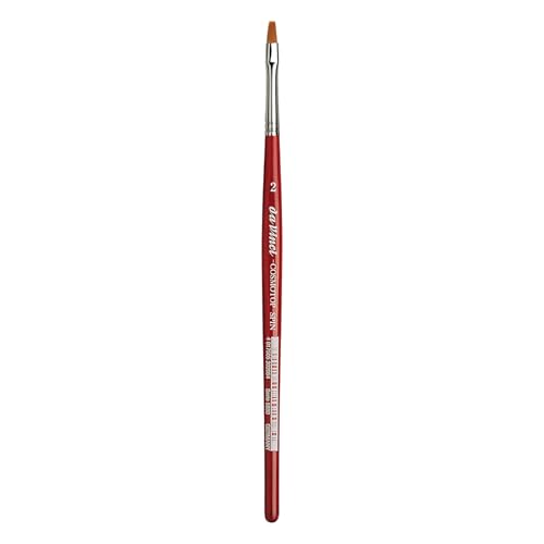 Image of da Vinci Watercolor Series 5880 CosmoTop Spin Paint Brush, Flat Synthetic with Red Handle, Size 2 (5880-02)