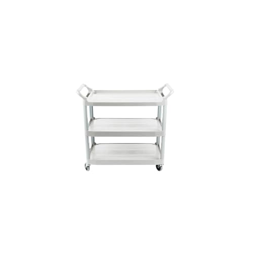 Image of Rubbermaid Commercial Products Heavy Duty 3-Shelf Rolling Service /Utility /Push Cart, 300 lbs. Capacity, Black, for Foodservice /Restaurant /Cleaning