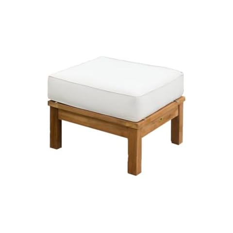 Alveare Home - Alcove Outdoor Ottoman, Premium Grade-A Teak Construction with Cushion - White Cover