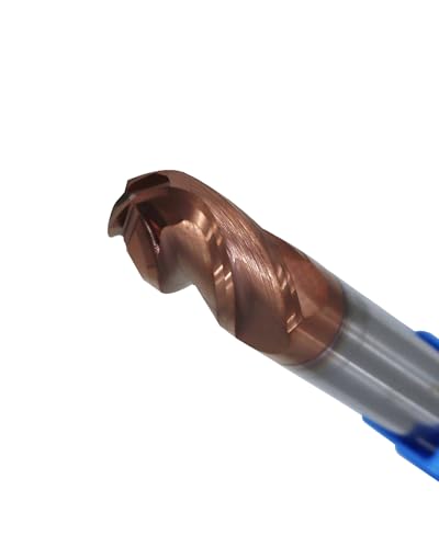 Image of 1 /2 inch Carbide Ball Nose End Mills, TISIN Coated, 4 Flute, End Mill Bits for Alloy Steels and Hardened Steels, 1 /2 inch Cutting Diameter
