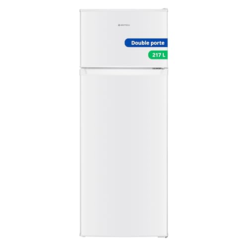 GEDTECH Refrigerateur congelateur haut – GE217DP Blanc – capacité 217L – Classe E
