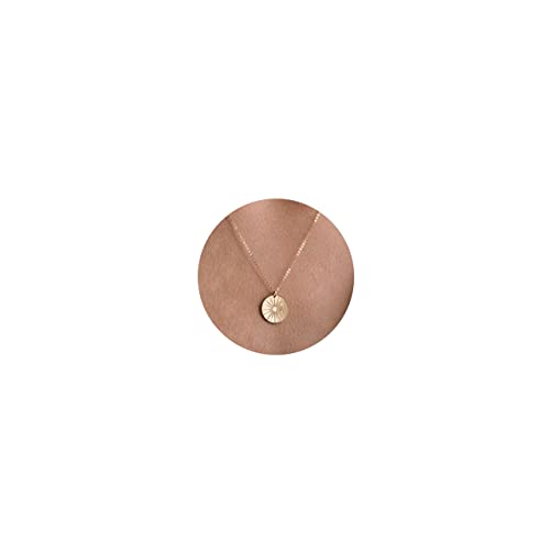 VRIUA Sun Necklace for Women 14k Gold Plated Dainty Disc Sun Pendant Gold Coin Necklace Minimalist...
