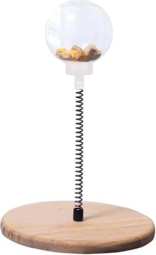 Vilom 猫おもちゃ 回転ボール 人気 知育玩具 おやつ入れる ペット用品 ねこ 遊ぶ盤 猫じゃらし おもちゃ 運動不足 ストレス解消 木製 ナチュラル (C,大きな穴)