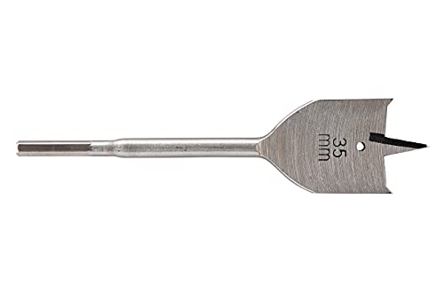 wolfcraft 7646000 1 Mêche Plate Ws, Ø 35 Mm, Longueur 152 Mm, Queue 6 Pans, Pointe de Centrage Affûtée argent