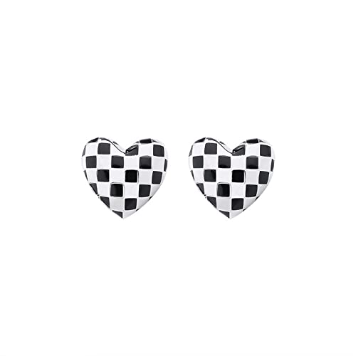 Boucles d'oreilles cœur noir argent anti-allergie pour lobes sensibles