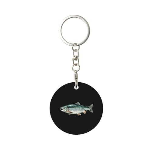 Kangweida Chinook Salmon Durable Aluminum Round Keychain Stylish Useful
