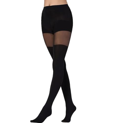 huablo]Women's Faux Thigh High Pantyhose Opaque Tights Tights Over Knee Stockings Thigh High black