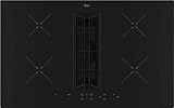 HIH8ICF Induktionskochfeld mit 4 Flammen, mit integrierter Dunstabzugshaube, Schwarz