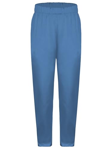 Moily Kids Girls Boys Silky Satin Dance Pants Mid-West Style Long Trousers Indian Kurta Sets Dusty Blue 8 Years3