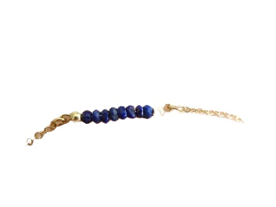Lapis lazuli véritable en perles facettées de 3mm et fermoir doré chic