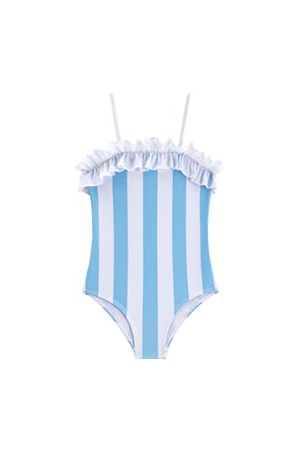 Image of LIZENS Girls Swimwear One Piece Striped 2-12Years Ruffle Trim Flounce Beach Bathing Suit for Kids