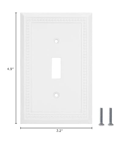 Image of Henne Bery Sunken Pearls Heavy Duty Decorative Wall Plate Switch Plate Outlet Cover (Single Toggle, 2 Pack, White)