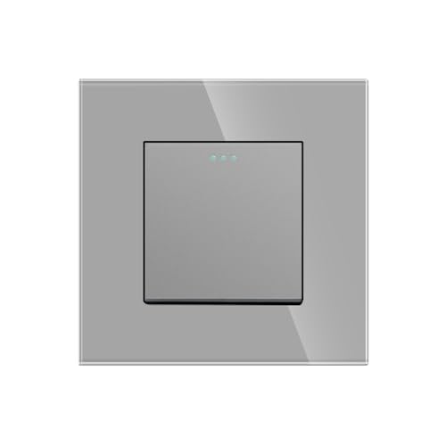 Interruptor de luz de 1 banda y 2 vías gris con panel de cristal JIMEIDA
