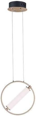 ET2 E23273-93BKSFTG Flare Opal White Acrylic Tube in the Ring LED Pendant Ceiling Lighting, 1-Light 8.4 Watt, 12"H x 6"W, Black / Soft Gold