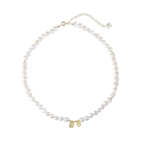 IDOKAWA Dainty Choker Necklace for Women Baroque Pearl Necklace White Natural Freshwater Pearl Strand Necklace Sterling Silver for Women/Mother/Bridesmaids Fashion Jewelry Gifts for Wedding Birthday