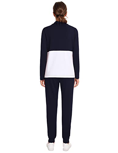 Halcyeen Youth's Tracksuit Casual 2 Piece Fall Winter Outfit Athletic Jogging Suits Full Zip Sports Sweatsuit Navy Blue M #TOP4