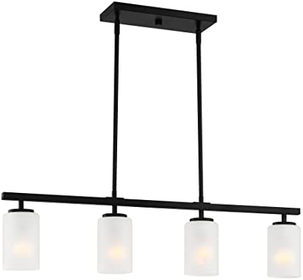 DESIGNERS FOUNTAIN Carmine 4-Light Kitchen Island Pendant Lights, 36 Inch Hanging Ceiling Fixture for Dining Room, Matte Black, D239M-IS-MB