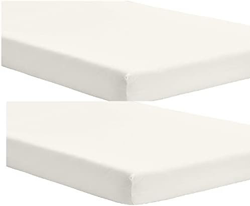Dudu N Girlie - Cot Bed Fitted Sheets 140 x 70 Cotton Jersey - Hypoallergenic Toddler Bed Sheet Fully Elasticated Skirt Breathable Easy Care - Junior Bed sheets (Pack of 2, White)