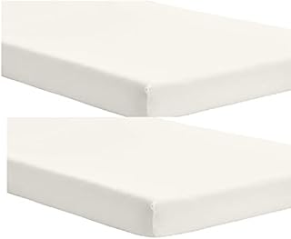 Dudu N Girlie Mini Cot Fitted Sheet 50 x 100 | Space Saver Cot Sheets 100 x 50cm | Hypoallergenic Travel Cot Sheet Breathable Easy Care | Junior Bed sheets (Pack of 2 , Cream )