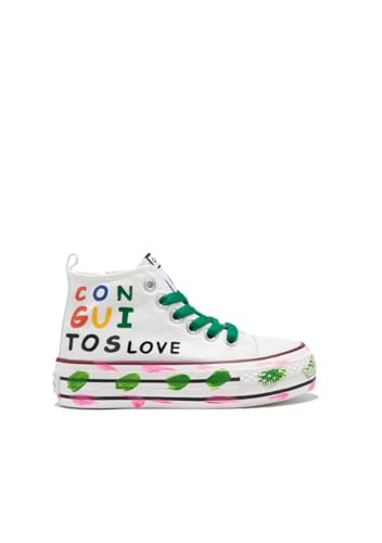 Conguitos - Baskets Montantes en Toile Blanches (Multicolor/Tailla 29)