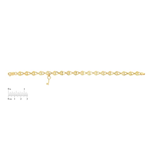 Floreo 10k Yellow Gold Textured Finish Heart Shape Lock and Key Link Charm Bracelet4